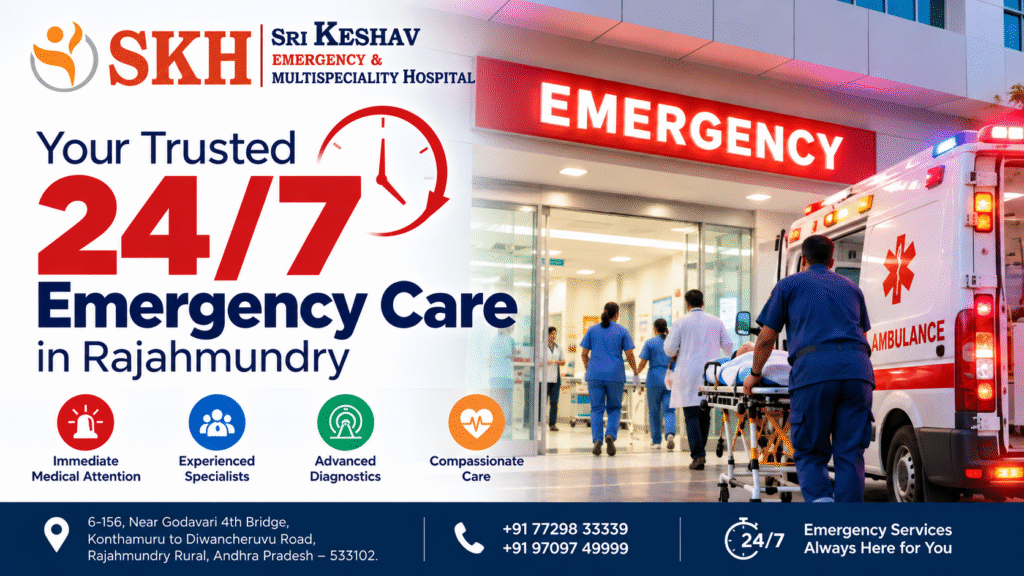 Sri Keshav Hospital providing 24/7 emergency care in Rajahmundry